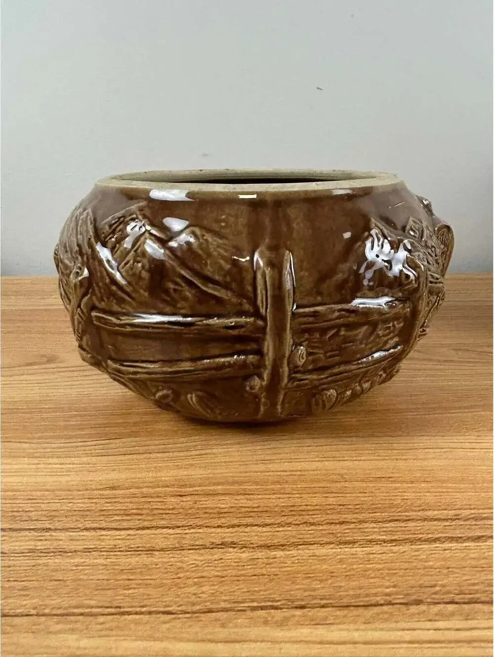 Hopalong Cassidy Art Pottery Cowboy Brown Cookie Corral Jar